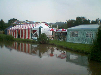 Photo: The marquee and beer garden on the isthmus between the basin and the canal.