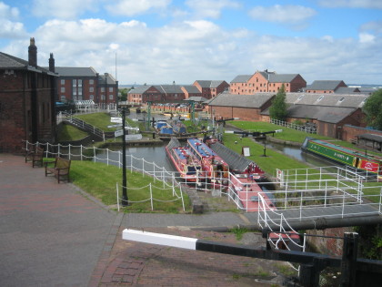 Photo: Boats moored between the locks